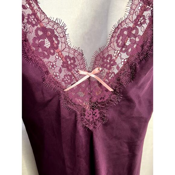 Victoria's Secret Sexy Purple Pink Lace Faux Silk Slip Dress Nightgown - Picture 2 of 10